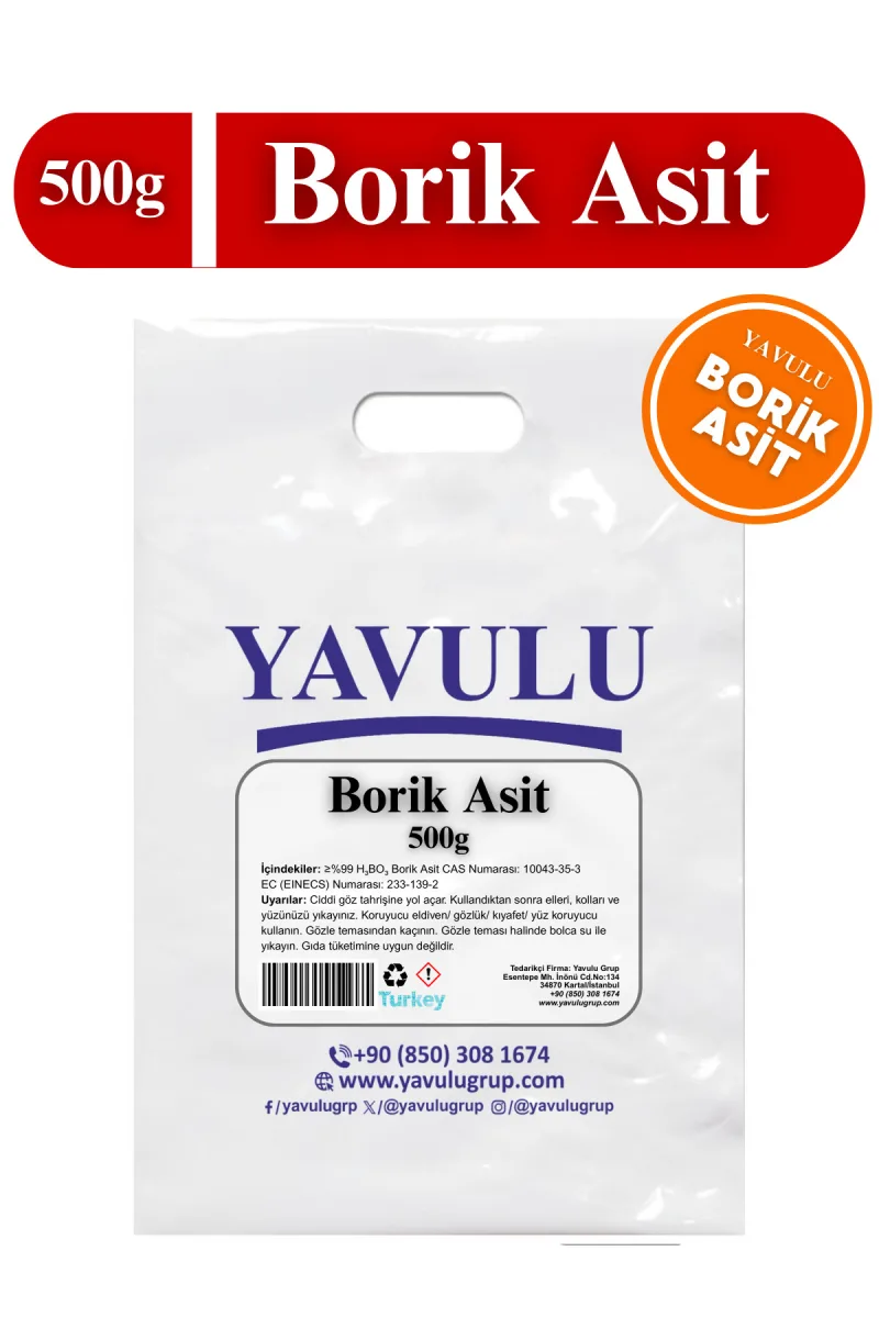 Borik Asit (Acide Borique) GYN Borik Asit %99,99 Saf 500GRAM (0.5KG)