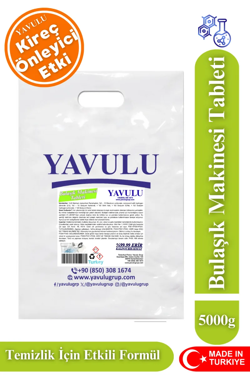 Bulaşık Makinesi Tableti Üç Etki Tek Tablette Torba Poşete 5000Gr 5KG