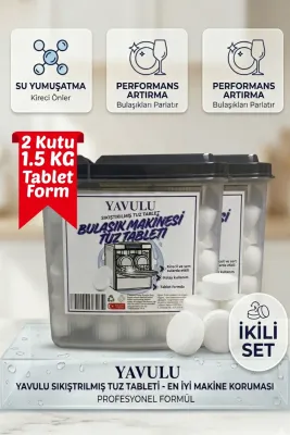 Bulaşık Tuz Tableti Kutulu Bulaşık Makinesi Tuzu Kireç ve Sert Sularda Etkili 1.5KG (2KUTU)