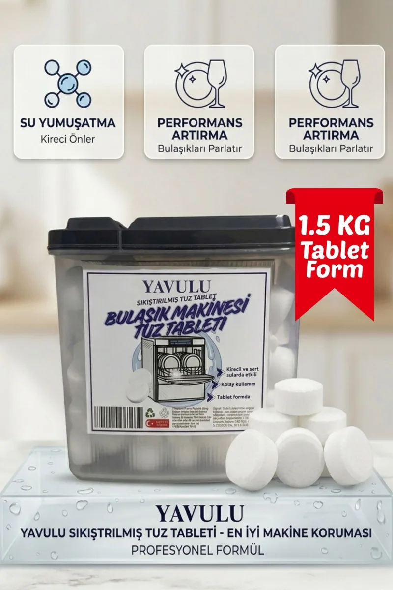 Bulaşık Tuz Tableti Kutulu Bulaşık Makinesi Tuzu Kireç ve Sert Sularda Etkili 1.5KG