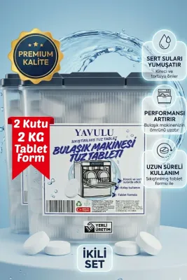 Bulaşık Tuz Tableti Kutulu Bulaşık Makinesi Tuzu Kireç ve Sert Sularda Etkili 2KG (2KUTU)