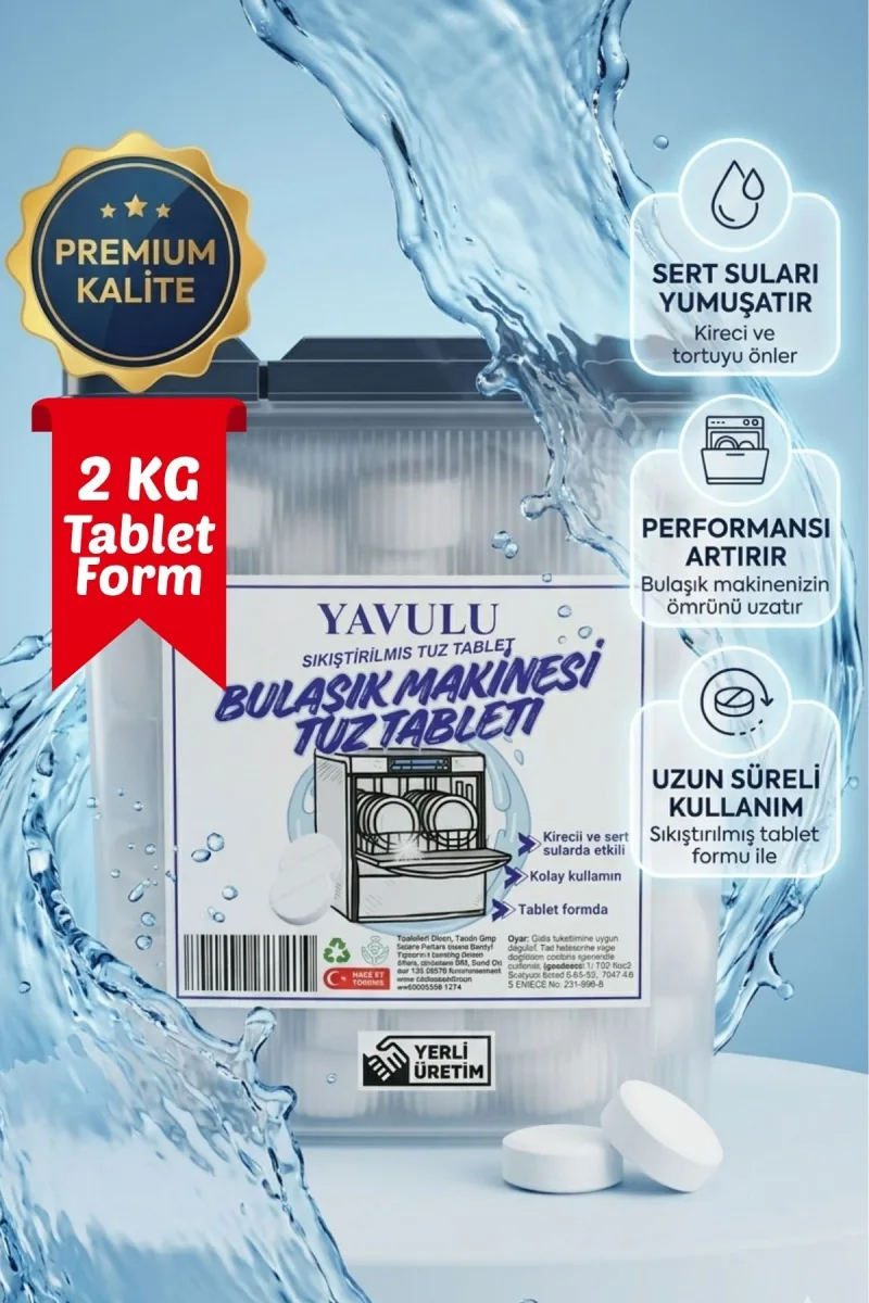 Bulaşık Tuz Tableti Kutulu Bulaşık Makinesi Tuzu Kireç ve Sert Sularda Etkili 2KG