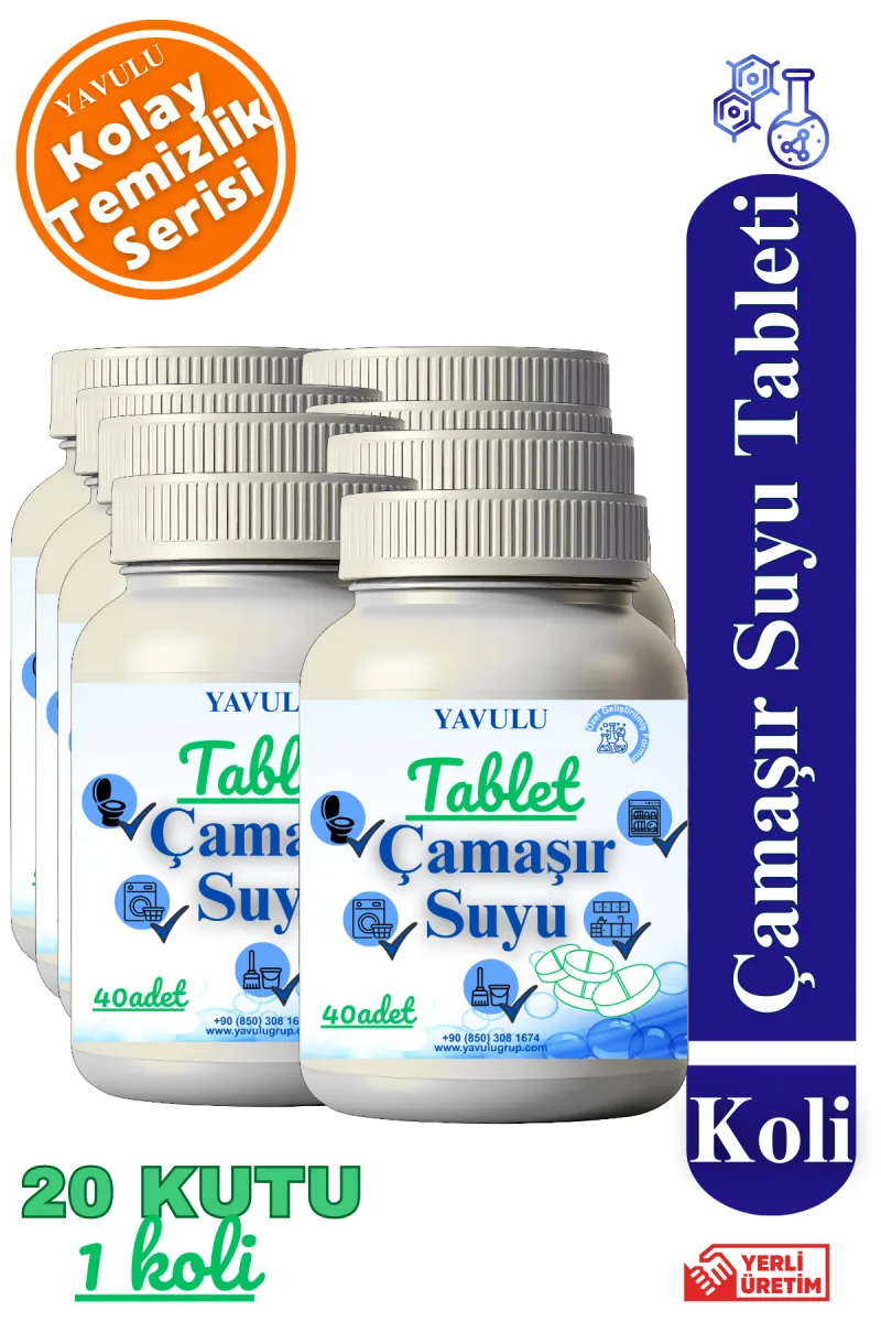 Çamaşır Suyu Tableti (1Kutu=40Tablet) Ultra Konsantre Tablet Çamaşır Suyu (20KUTU)