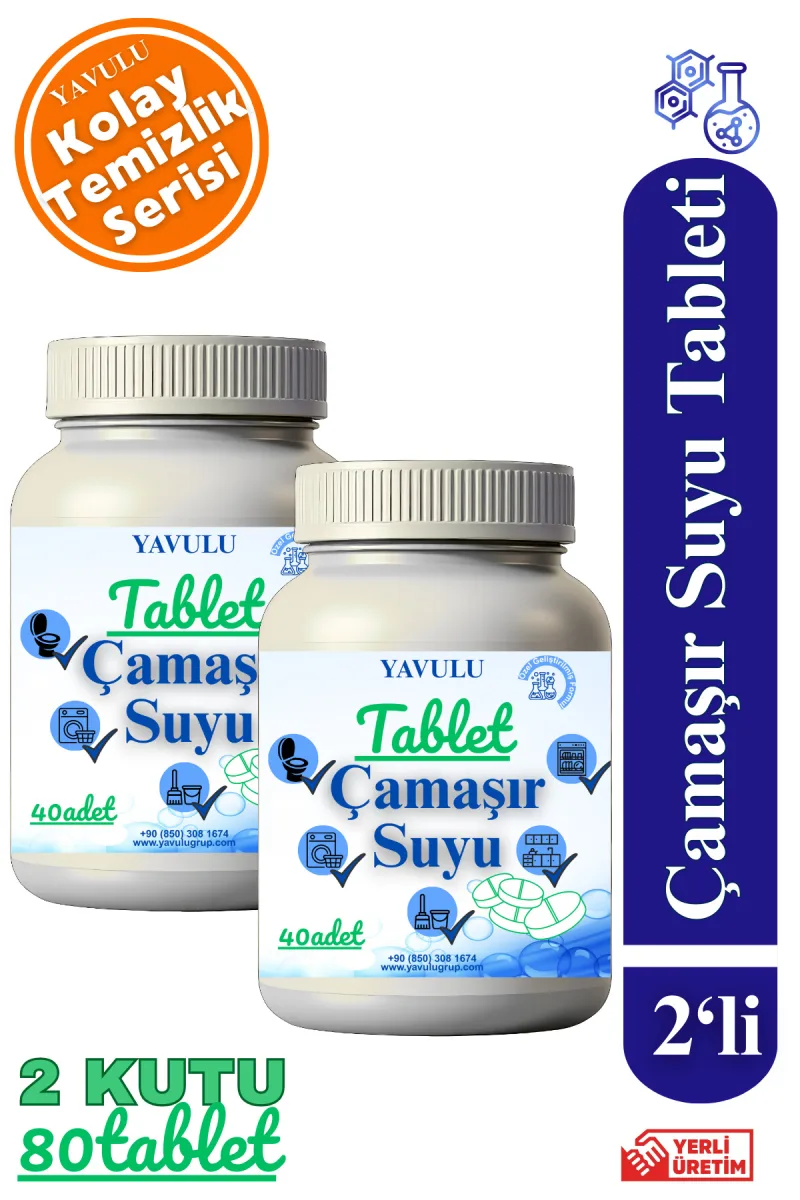 Çamaşır Suyu Tableti (1Kutu=40Tablet) Ultra Konsantre Tablet Çamaşır Suyu (2KUTU)