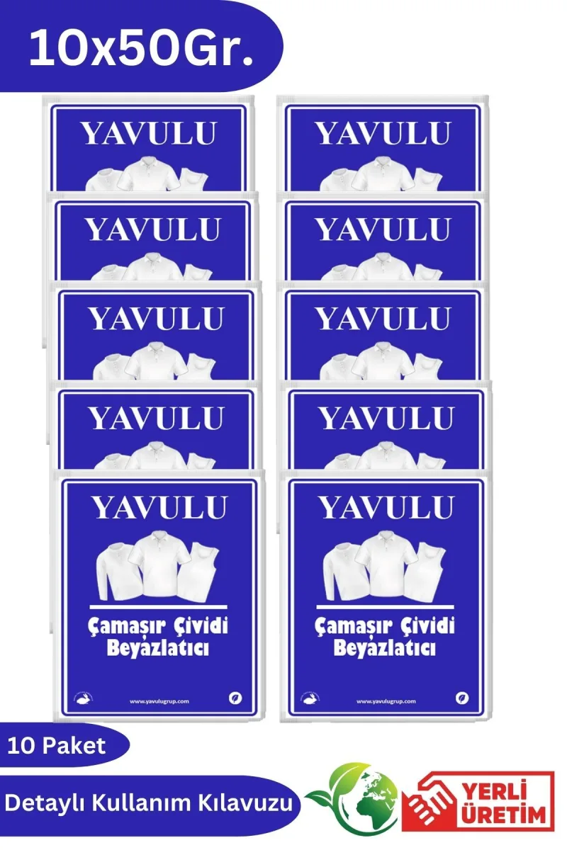 Çamaşır Yüzeyi Beyazlatıcı Toz Form Çivit Çamaşır Çividi Doğal Çivit 10 Paket 10x50Gr