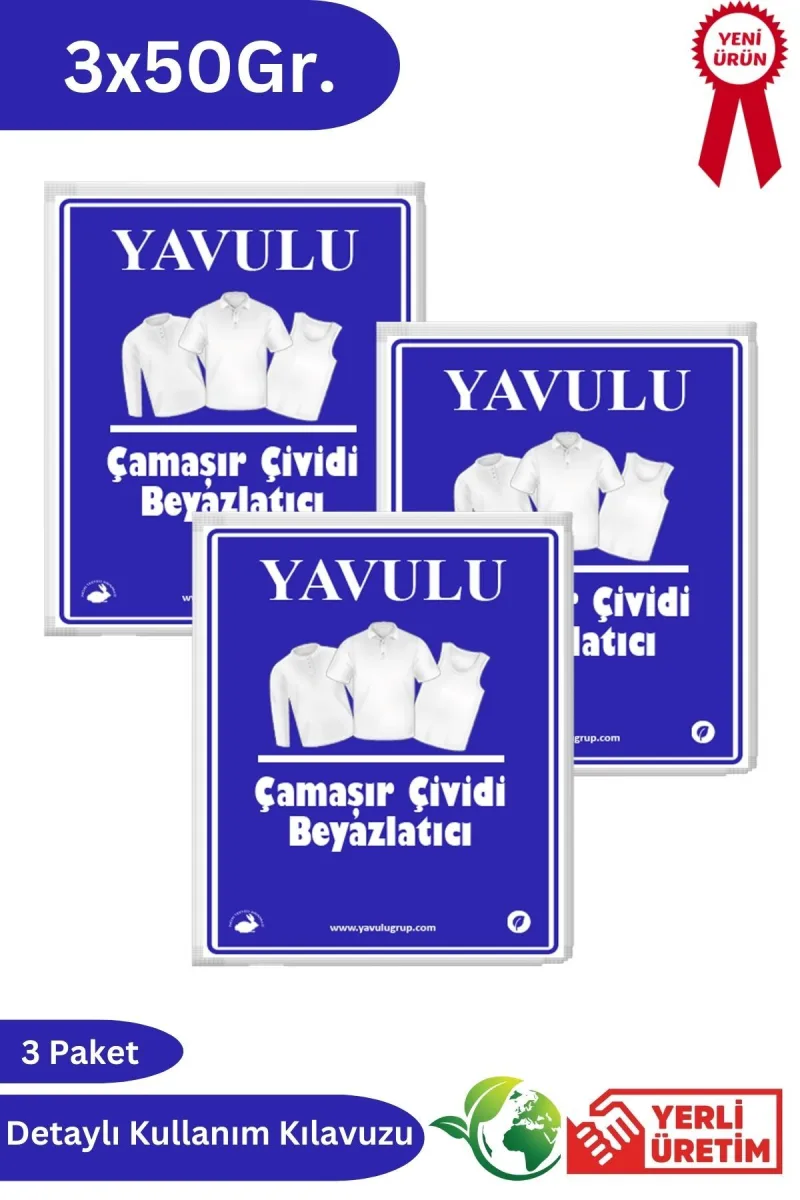 Çamaşır Yüzeyi Beyazlatıcı Toz Form Çivit Çamaşır Çividi Doğal Çivit 3 Paket 3x50Gr