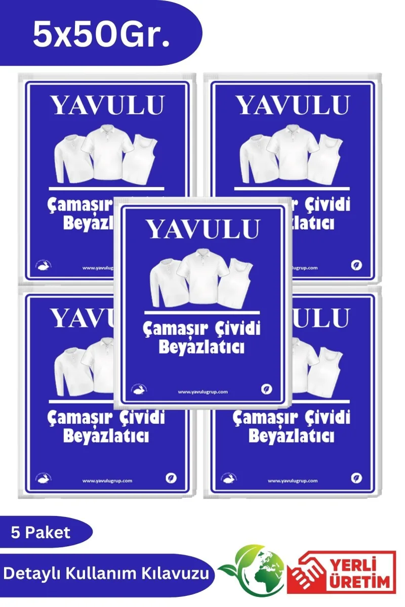 Çamaşır Yüzeyi Beyazlatıcı Toz Form Çivit Çamaşır Çividi Doğal Çivit 5 Paket 5x50Gr