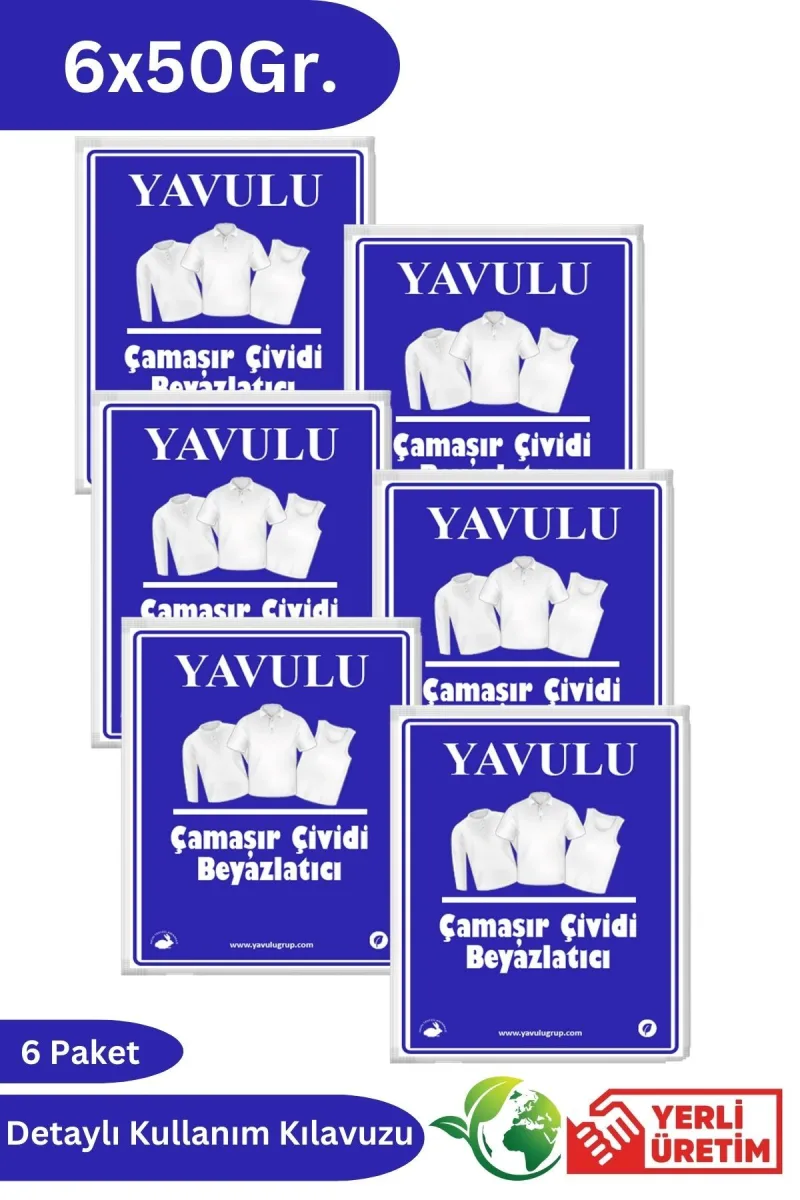Çamaşır Yüzeyi Beyazlatıcı Toz Form Çivit Çamaşır Çividi Doğal Çivit 6 Paket 6x50Gr