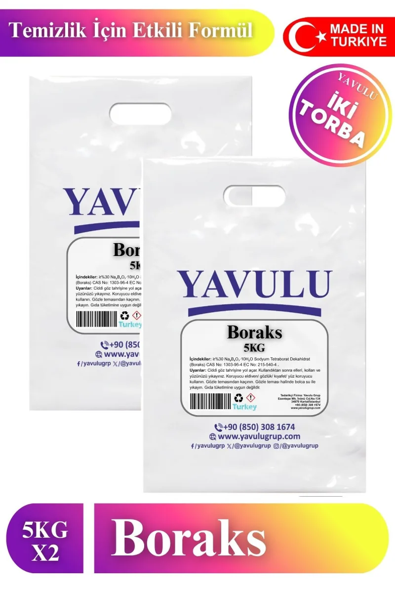 Ekonomik Paket Boraks Beyazlaıcı 2'li 5kg Büyük Boy 10000g
