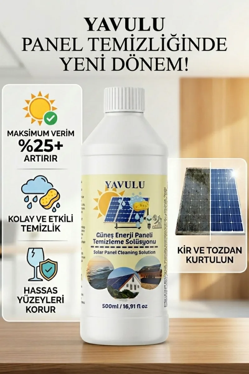 Güneş Enerji Paneli Temizleme Solusyonu Panel Temizleyici GES Temizleme Kimyasalı Solar Cleaner 500ML (0.5L)
