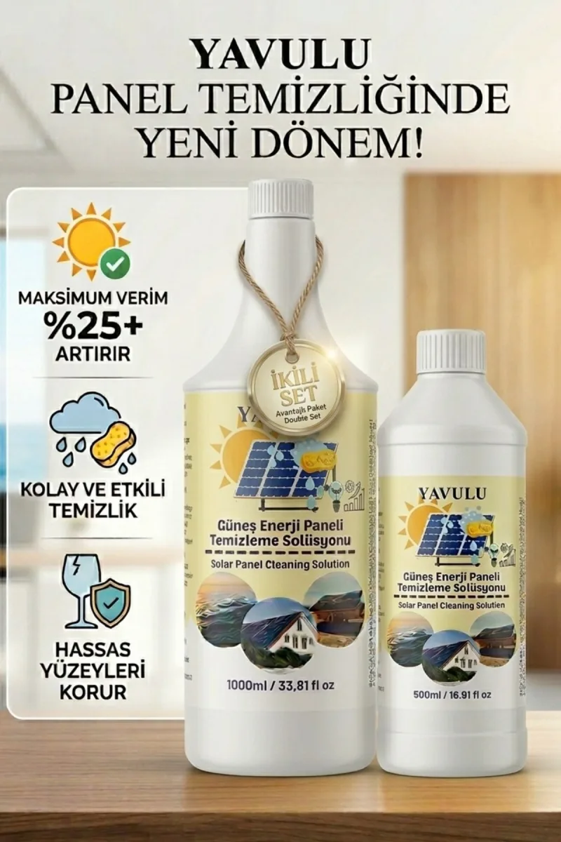 Güneş Enerji Paneli Temizleme Solusyonu Panel Temizleyici GES Temizleme Kimyasalı Solar Cleaner SET 500ML (0.5L) +1000ML (1L)
