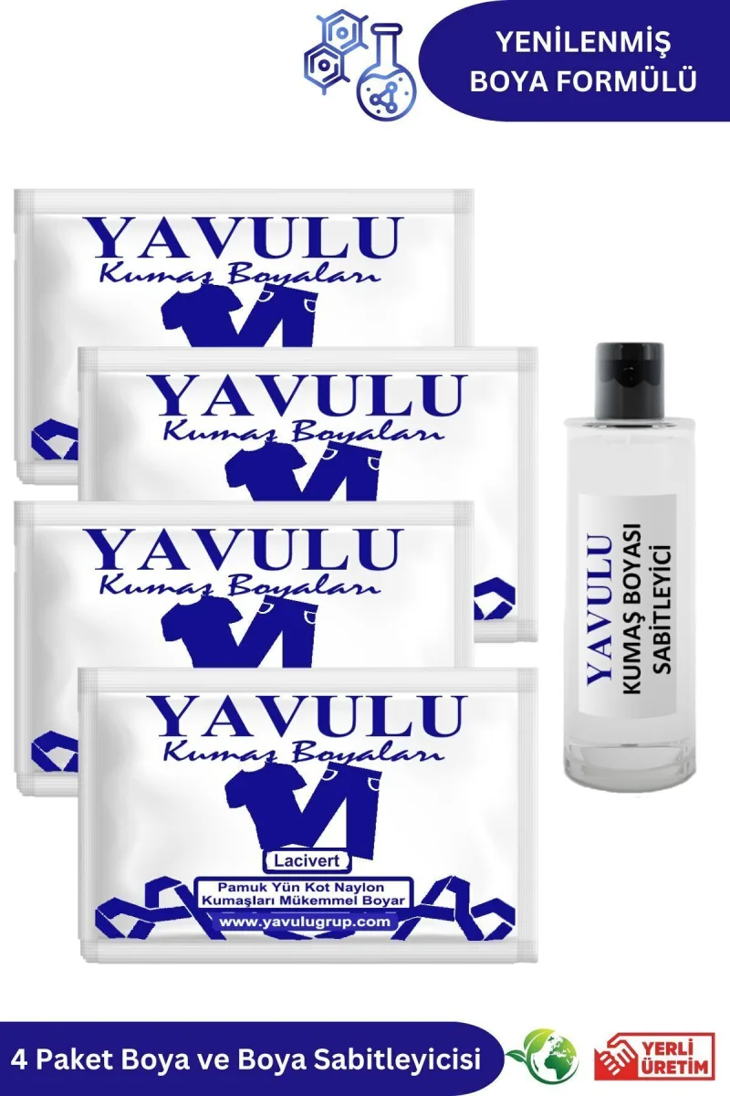 Lacivert Kumaş Boyası / Tekstik Boyası / Giysi Boyası / Toz Kumaş Boyası 4Ad.