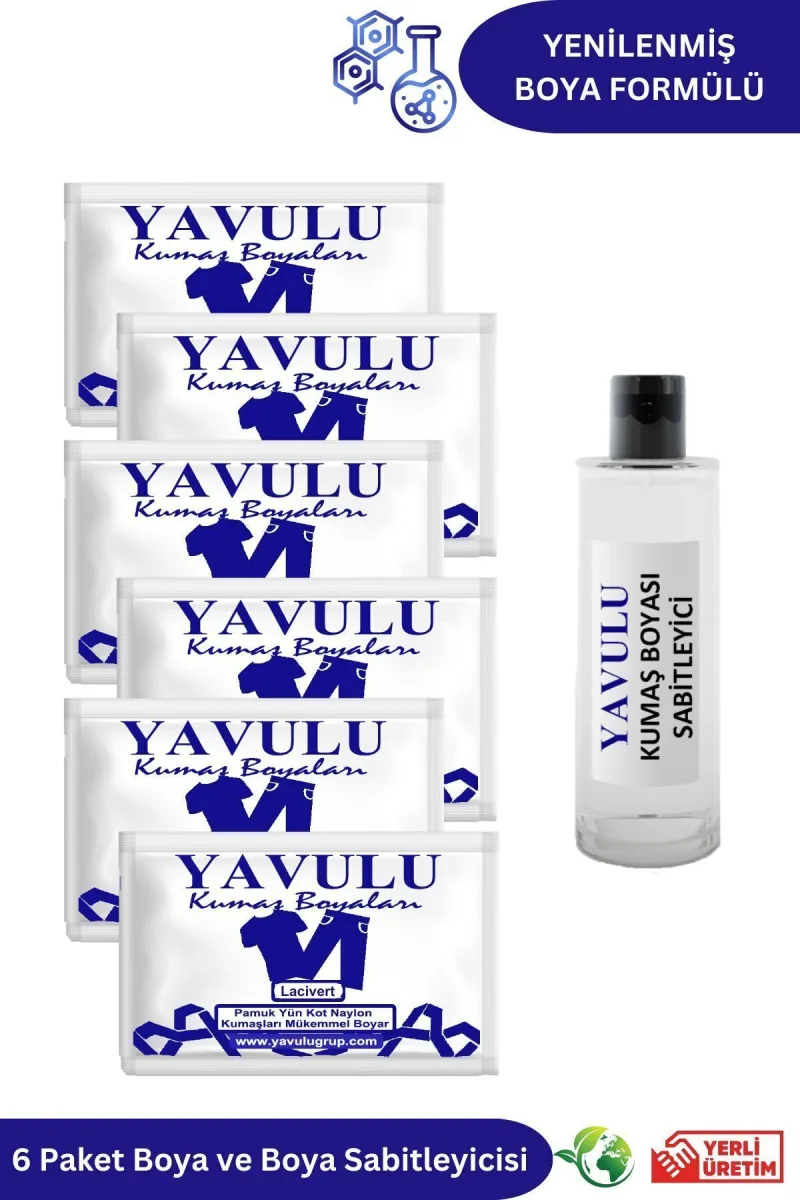 Lacivert Kumaş Boyası / Tekstik Boyası / Giysi Boyası / Toz Kumaş Boyası 6Ad.