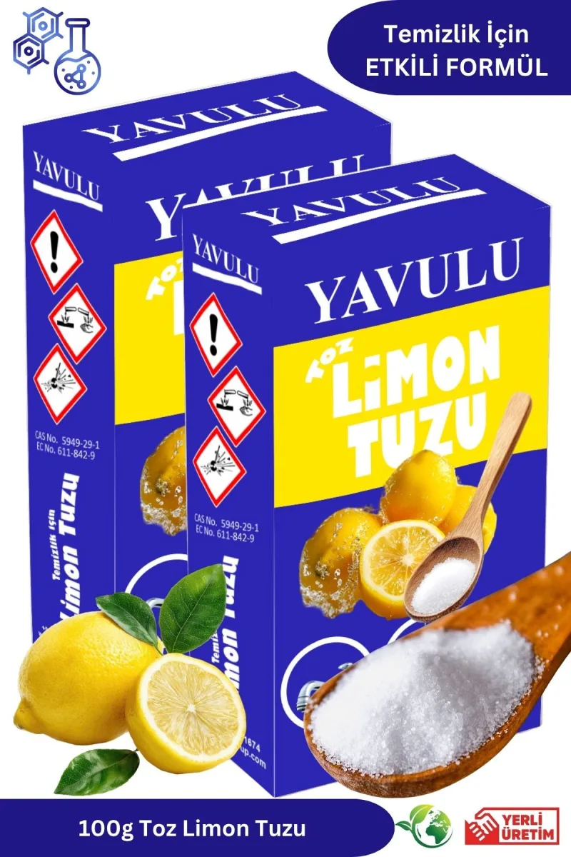 Limon Tuzu 100Gr 2 Paket 2x100=200Gr (Toz Form İnce Tane) Sitrik Asit Toz Temizleyici Etki