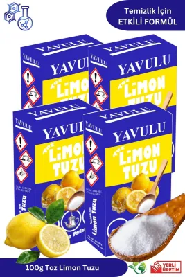 Limon Tuzu 100Gr 4 Paket 4x100=400Gr (Toz Form İnce Tane) Sitrik Asit Toz Temizleyici Etki