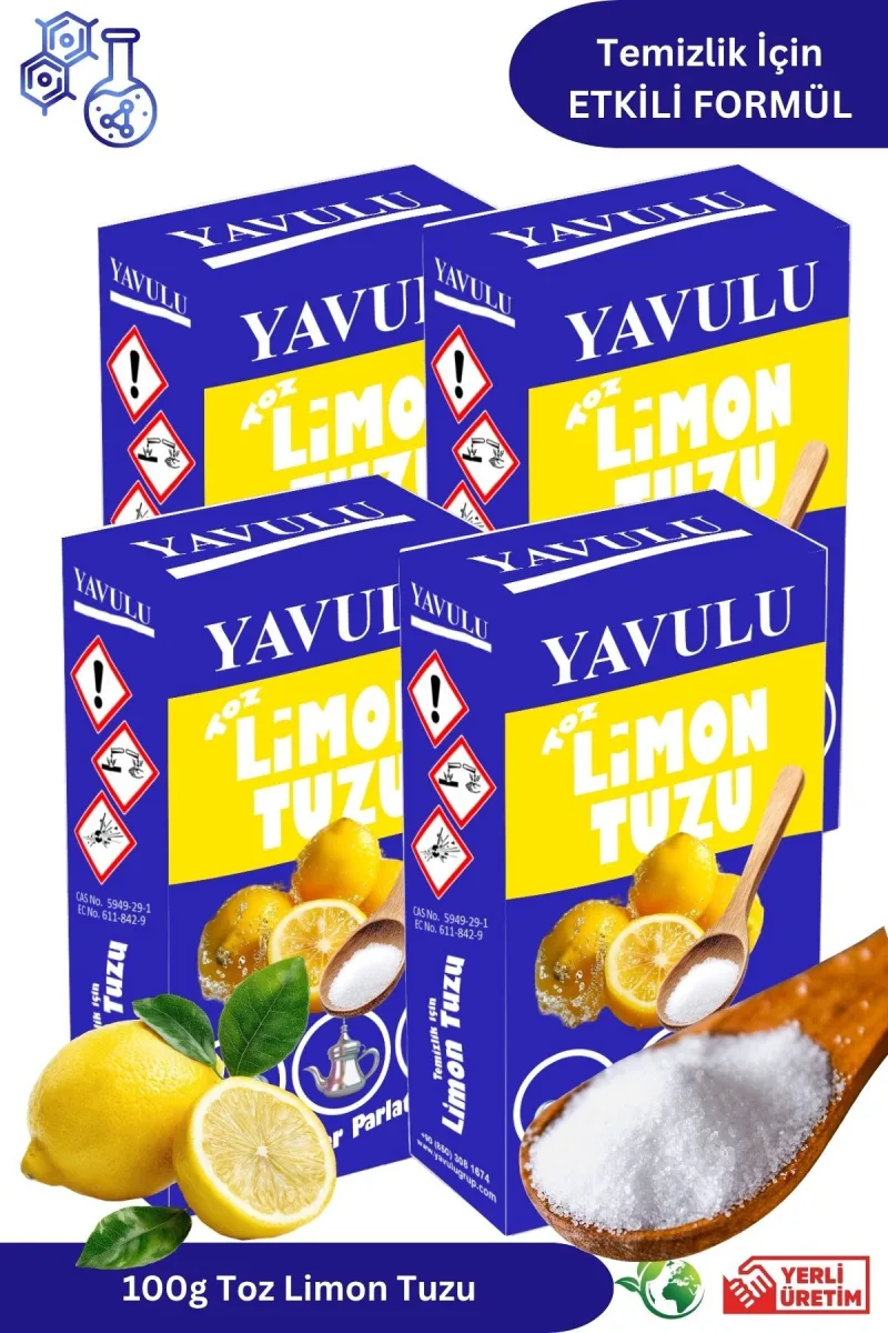 Limon Tuzu 100Gr 4 Paket 4x100=400Gr (Toz Form İnce Tane) Sitrik Asit Toz Temizleyici Etki