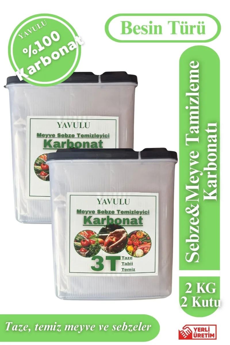 Meyve Sebze Temizleyici Karbonat Yıkayıcı Pestisit Kalıntı Giderici 2KG Özel Kutusunda 2 Adet