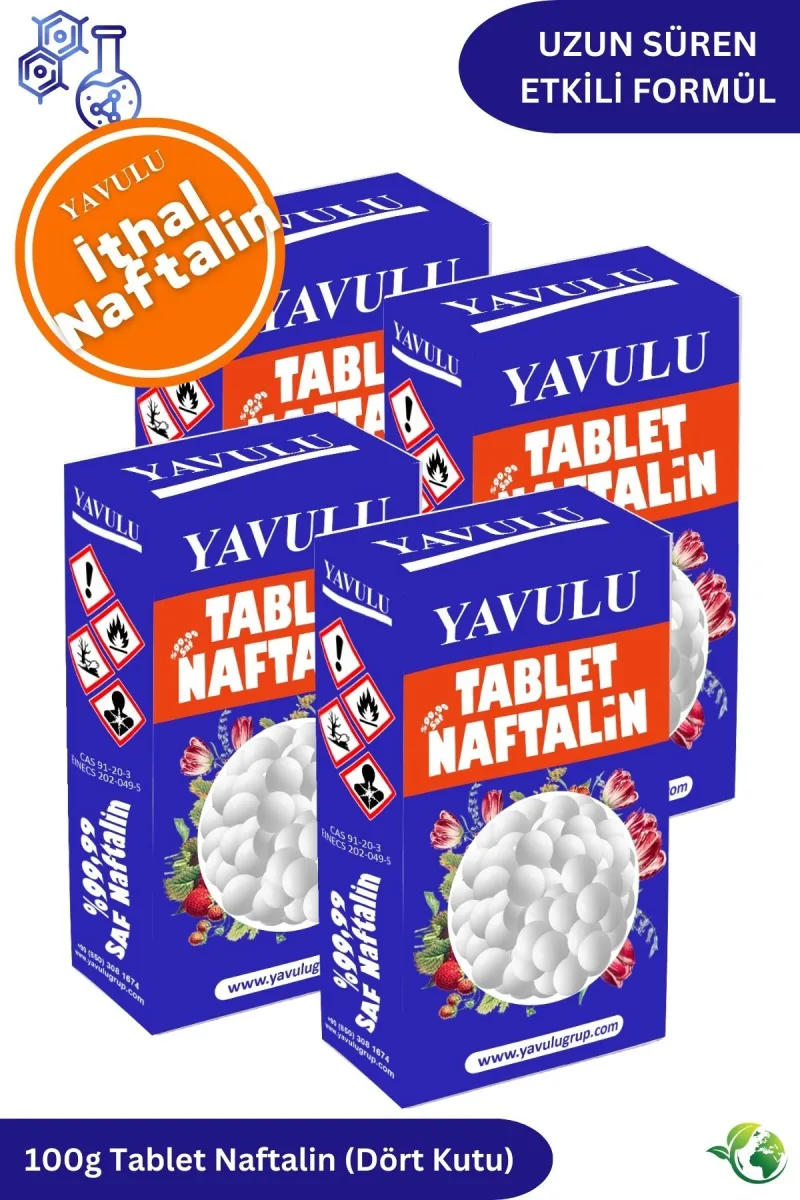 Naftalin İthal 100Gr 4 KUTU Çoklu Kullanım Haşere ve Koku Giderici Tablet Naftalin