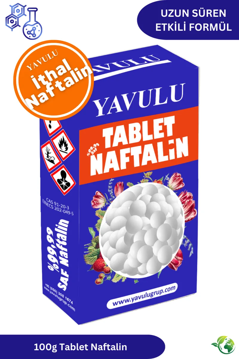 Naftalin İthal 100Gr Çoklu Kullanım Haşere ve Koku Giderici Tablet Naftalin