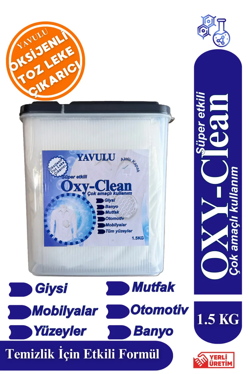 Oksijenli Toz Leke Çıkarıcı Oxy Clean Süper Etkili Formül 1500g-1.5kg (Büyük Boy)