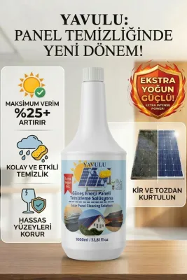 Panel Temizleyici Ekstra Yoğun Güneş Enerji Paneli Temizleme Solusyonu GES Temizleme Kimyasalı Solar Cleaner 1000ML (1L)