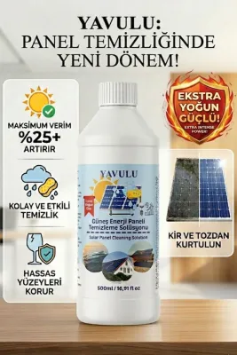 Panel Temizleyici Ekstra Yoğun Güneş Enerji Paneli Temizleme Solusyonu GES Temizleme Kimyasalı Solar Cleaner 500ML (0.5L)
