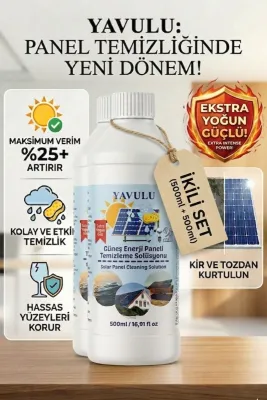 Panel Temizleyici Ekstra Yoğun Güneş Enerji Paneli Temizleme Solusyonu GES Temizleme Kimyasalı Solar Cleaner İKİLİ 2X500ML (0.5L)