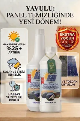 Panel Temizleyici Ekstra Yoğun Güneş Enerji Paneli Temizleme Solusyonu GES Temizleme Kimyasalı Solar Cleaner SET 500ML (0.5L) + 1000ML (1L)