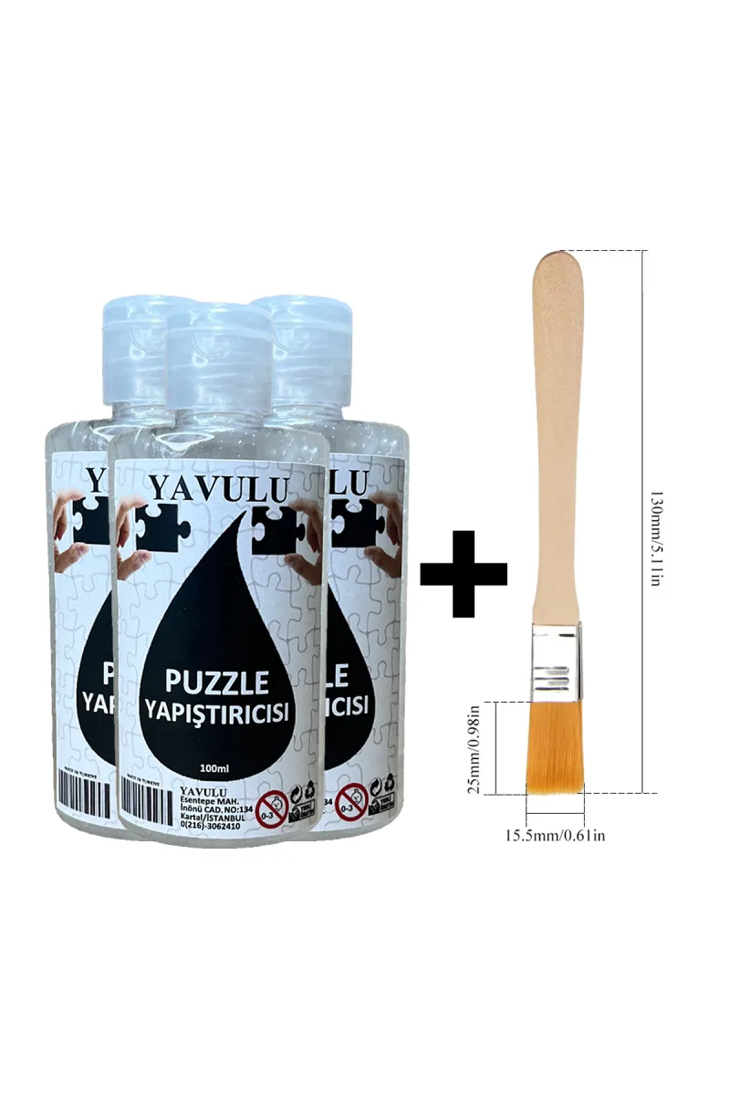 Puzzle Yapıştırıcısı / Puzzle Koruyucusu / Puzzle Tutkalı (Şeffaf) 100gr(3Adet) ve Fırça