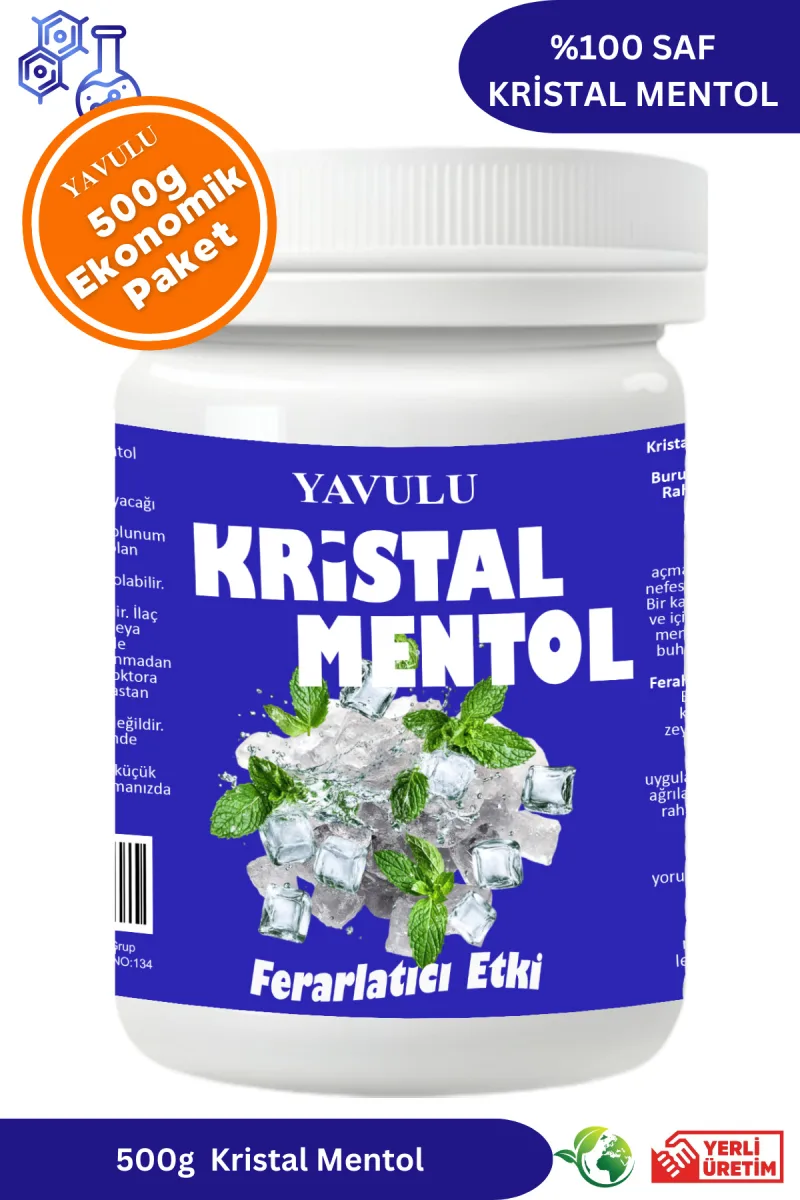 Saf Mentol Kristali 500gr Buhar Banyosu, Masaj ve Duş için Serinlik Ekonomik Paket