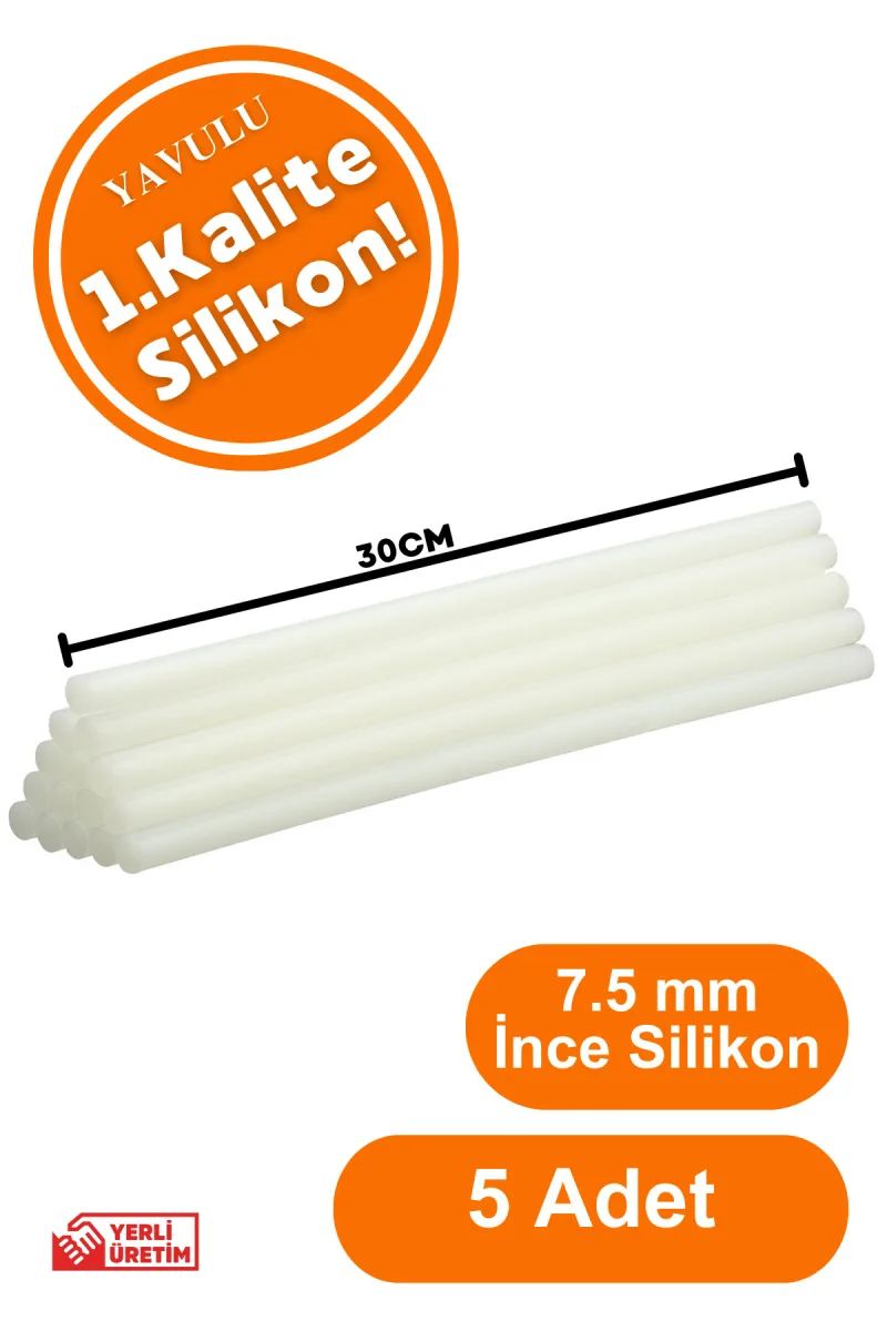 Silikon Mum Çubuk Silikon Sıcak Silikon Ucu Mum Silikon 5 Ad. 7,5 Mm Ince Model Silikon