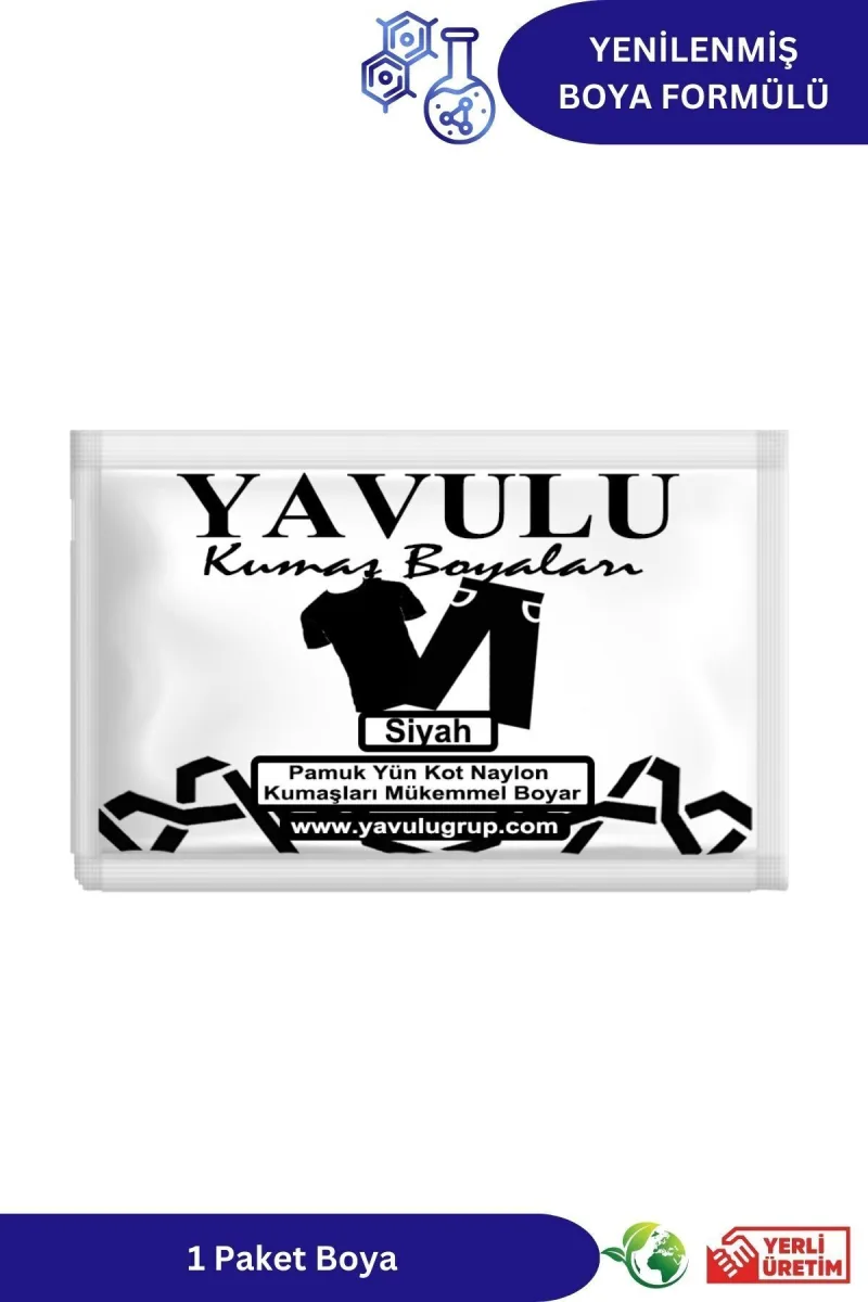 Siyah Kumaş Boyası / Tekstik Boyası / Giysi Boyası / Toz Kumaş Boyası 1Ad.