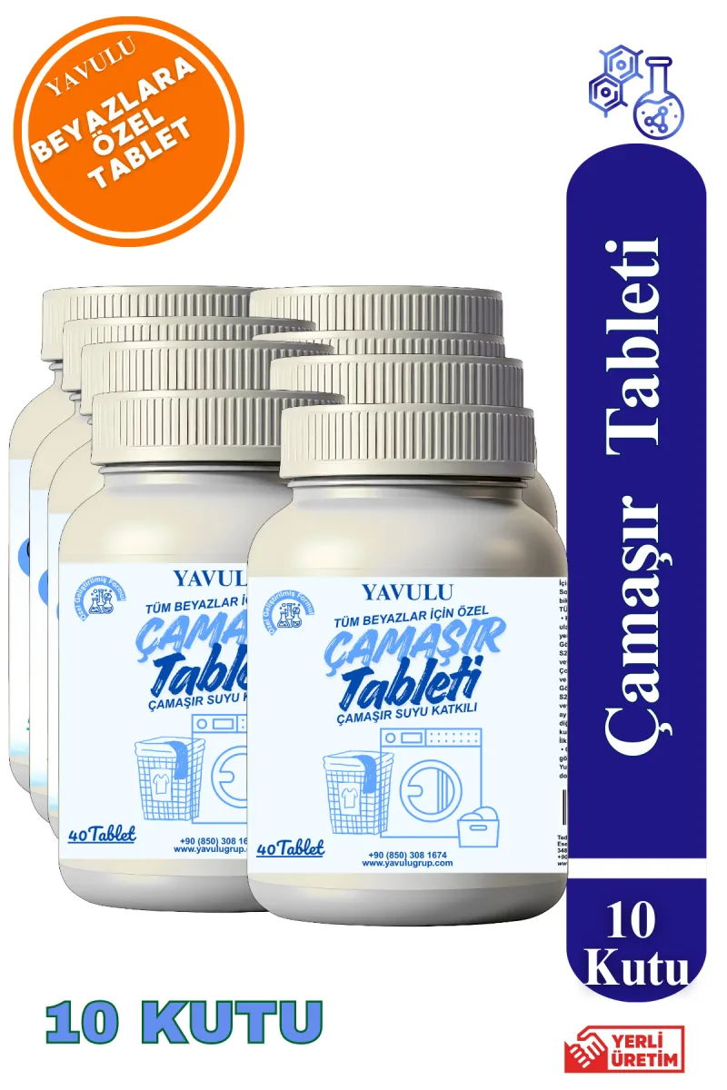 Tablet Çamar Katkısı Çamaşır Tableti Beyaz Çamaşırlara Özel Tablet Katkı 10 Kutu