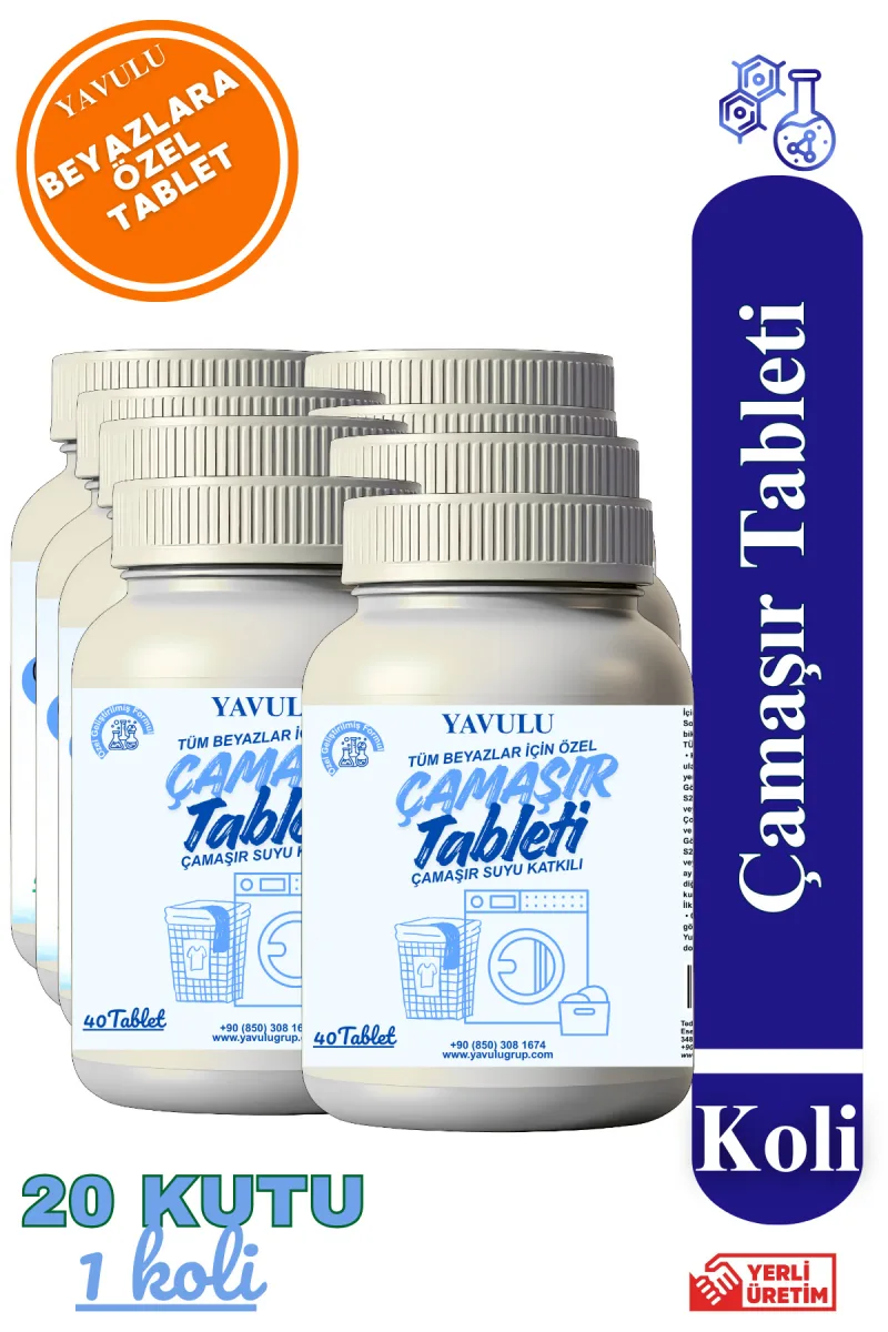 Tablet Çamar Katkısı Çamaşır Tableti Beyaz Çamaşırlara Özel Tablet Katkı 20 Kutu 1 koli