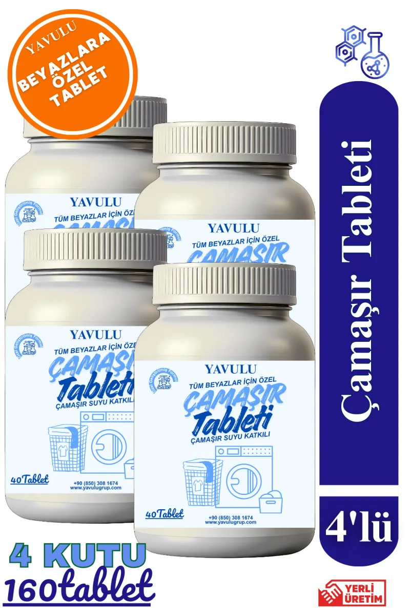 Tablet Çamar Katkısı Çamaşır Tableti Beyaz Çamaşırlara Özel Tablet Katkı 4 Kutu