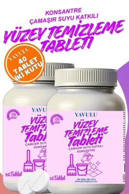 Yüzey Temizleyici Tablet Genel Yüzey Temizleyici Ultra Konsantre Çamaşır Suyu Etkili 40Tab. 2 Kutu