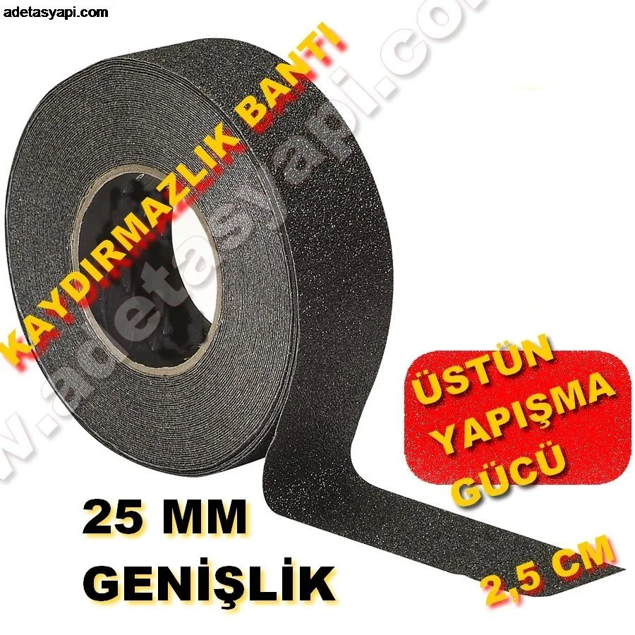 25 METRE - SİYAH Kaydırmaz Bant 2,5Cm