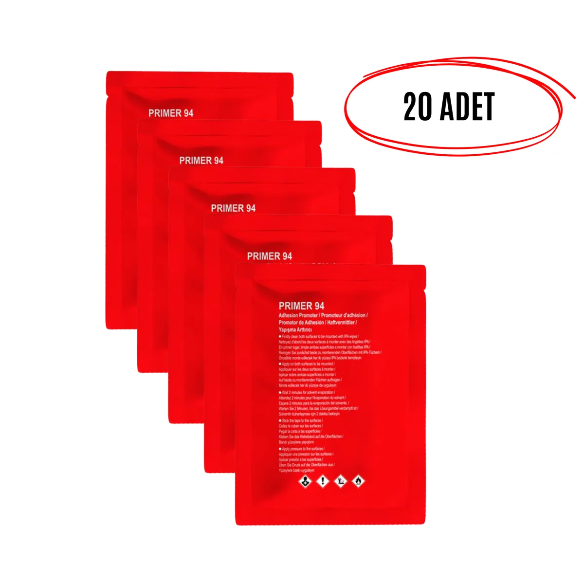 3m Primer 94 Bant Yapıştırıcı Arttırıcı Kuvvetlendirici Primer Mendil (20adet )