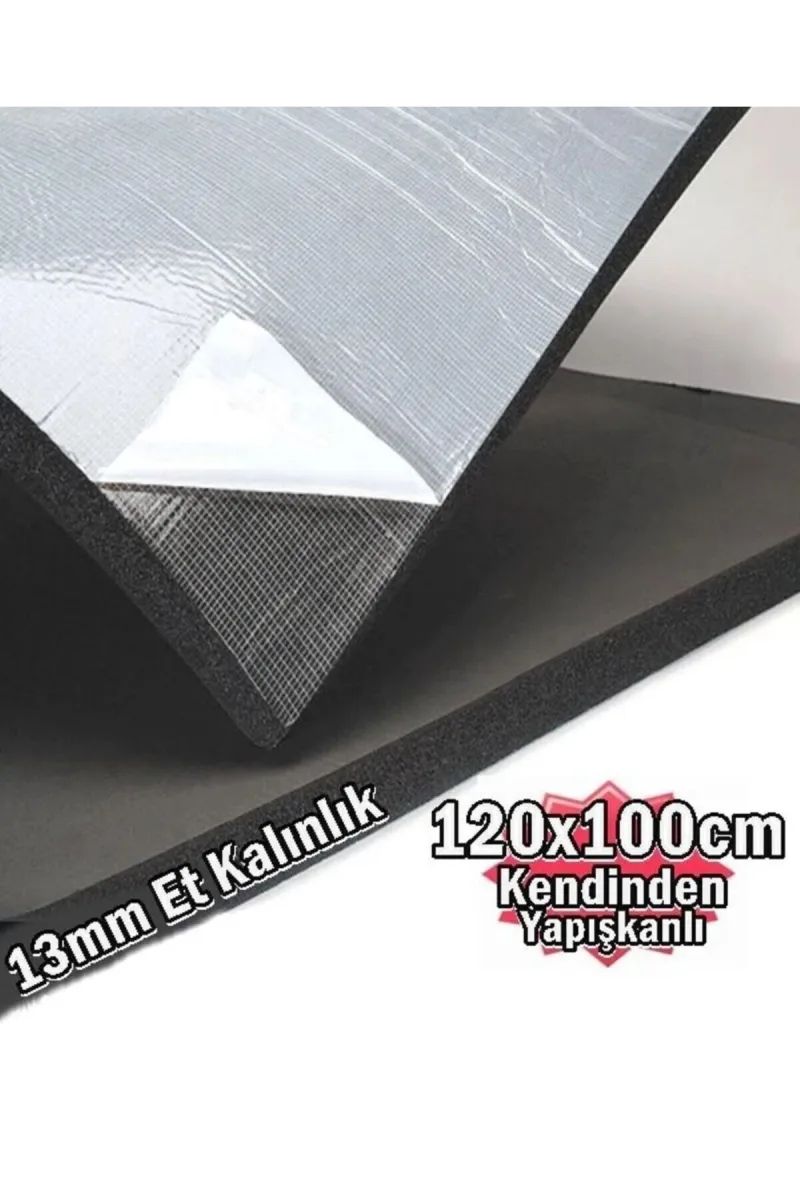 Araç Oto Ses Isı 13mm Kauçuk Izolasyon Karavan Yalıtım Malzemesi 120cmx100cm Levha Yapışkanlı