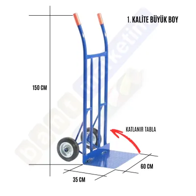 Büyük Boy Katlanır Tablalı Yük Ve Koli Taşıma El Arabası