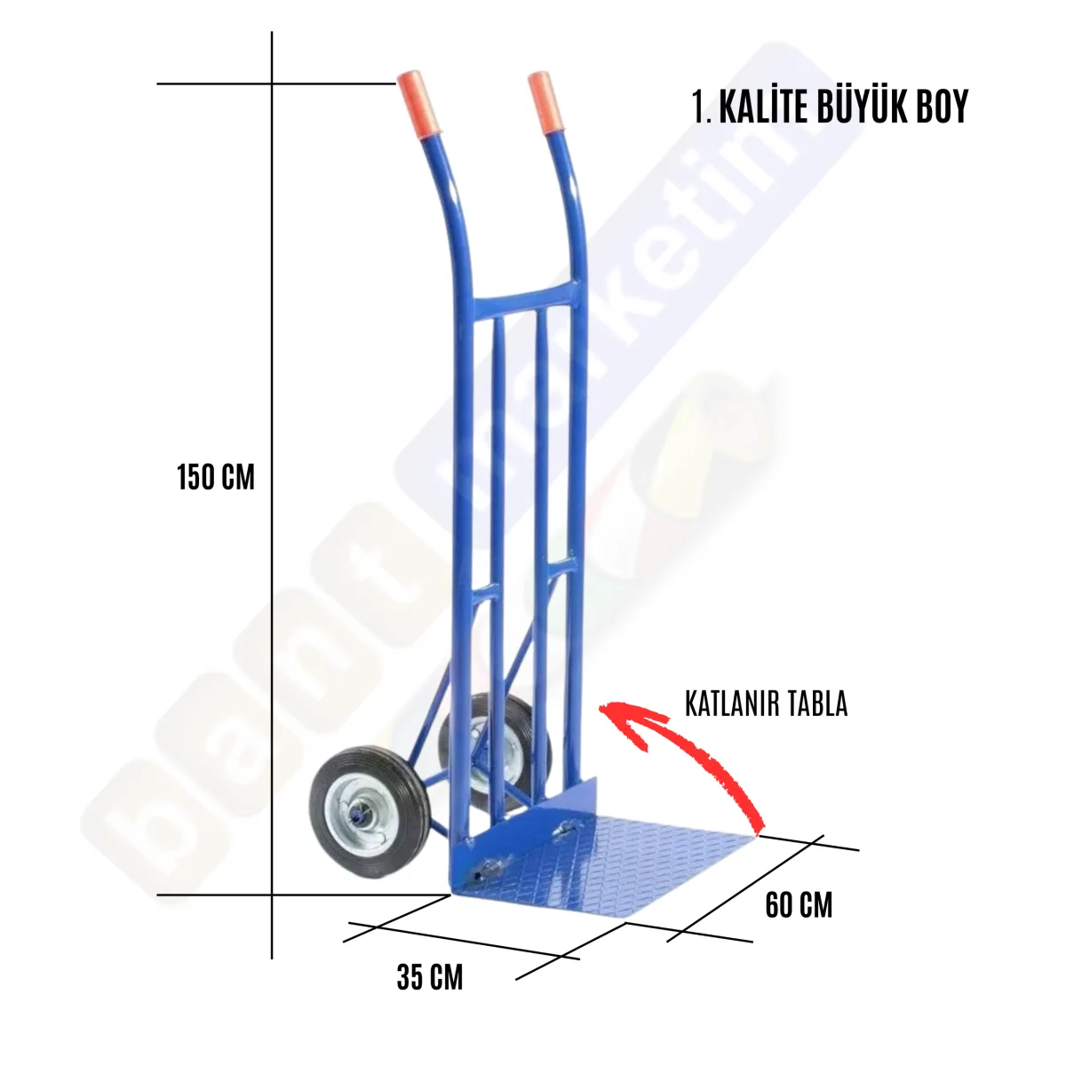 Büyük Boy Katlanır Tablalı Yük Ve Koli Taşıma El Arabası