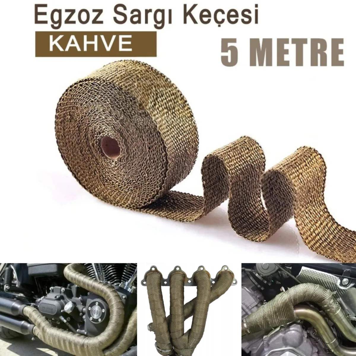 Egzoz Yanmaz Sargı Keçesi Egzoz Sargı Bandı Yanmaz Sargı Keçesi 5 Metre Kahverengi