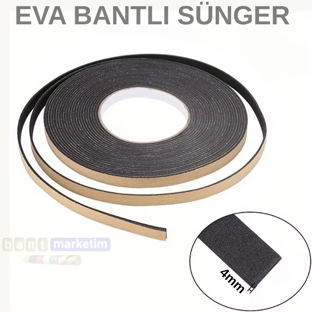 Eva Neopren Conta Sünger Bantlı Sızdırmazlık Bandı 4mm Kalınlıkta 25mmx20mt