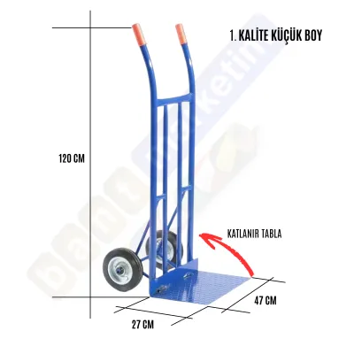 Küçük Boy Katlanır Tablalı Yük Ve Koli Taşıma El Arabası