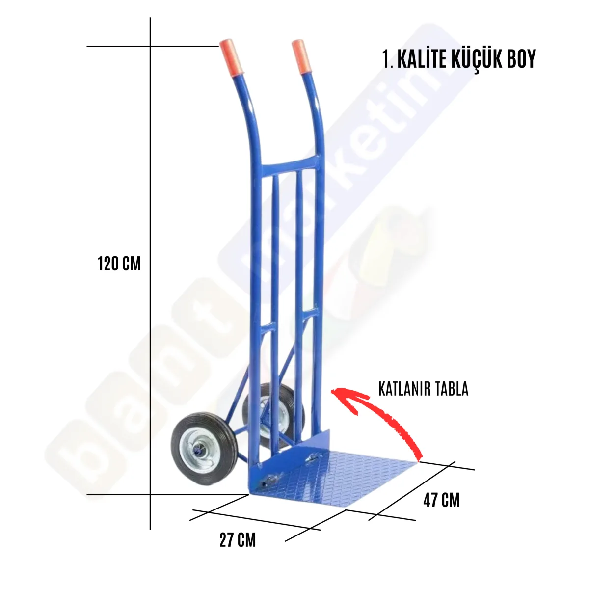 Küçük Boy Katlanır Tablalı Yük Ve Koli Taşıma El Arabası