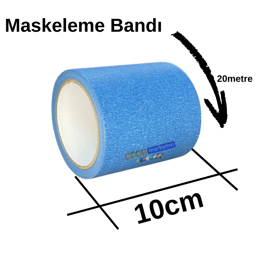Maskeleme Kağıt Bant Geniş taban bandı 100mmx20mt Mavi
