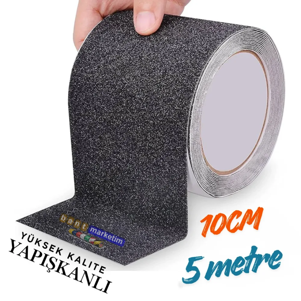Merdiven Ve Zemin Kaydırmaz Kaymaz Bant 10 cm x 5metre Siyah