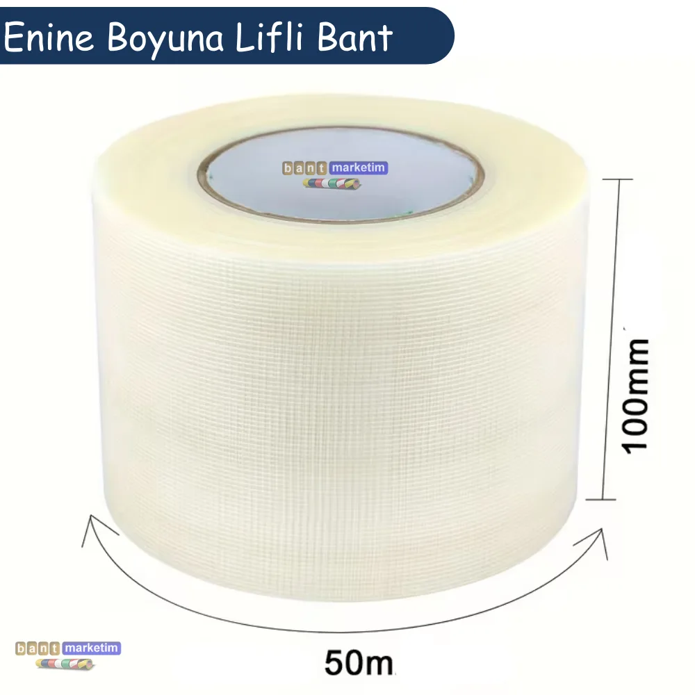 Yırtılmaya Karşı Dirençli, Yüksek Yapışma Gücü Enine Boyuna Lifli Bant 100mmx50mt
