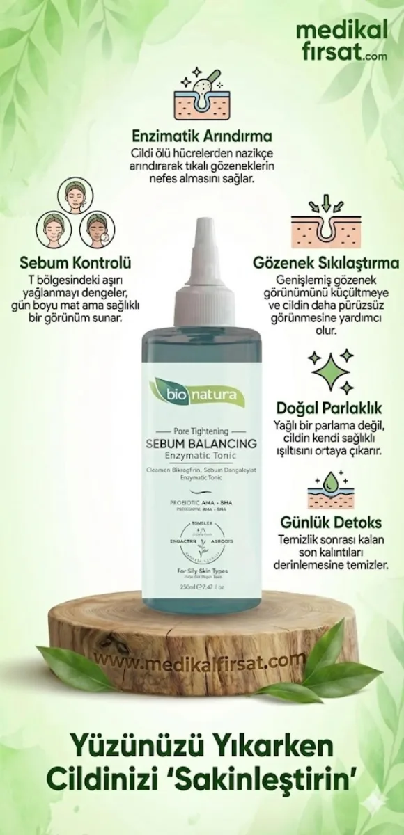 BioNatura Sebum Dengeleyici ve Gözenek Sıkılaştırıcı Enzimatik Tonik 200ml