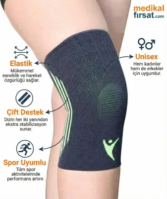 Bluewell Ortopedik Örme Sporcu Dizliği (Elastik & Medikal Destekli) – Voleybol, Basketbol, Fitness – Unisex